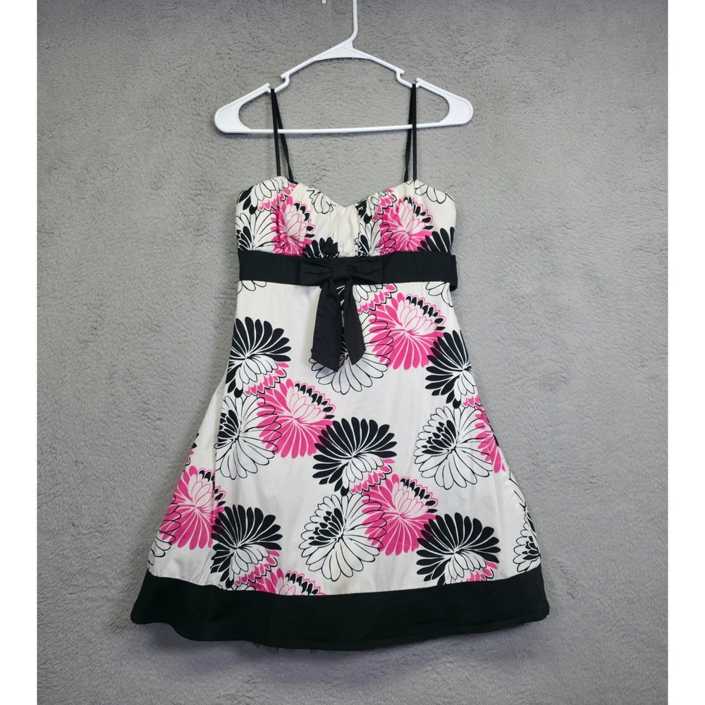 Y2K Ruby Rox Mini Dress Sz 7 White Floral Babydoll HOCO Coquette Festival Summer